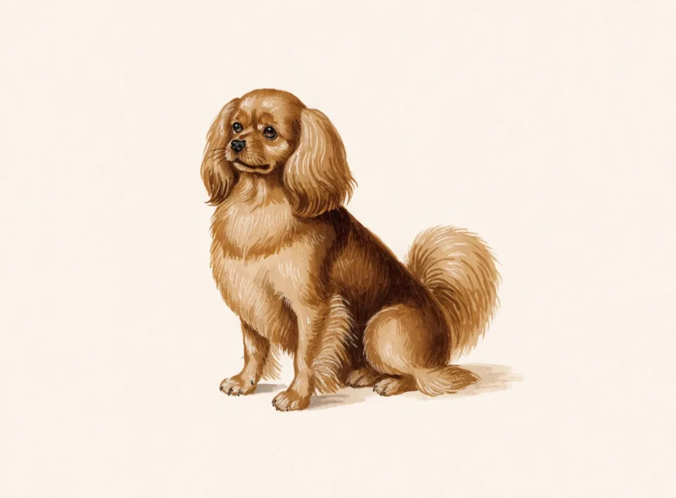 Illustrasjon av hunderasen tibetansk spaniel
