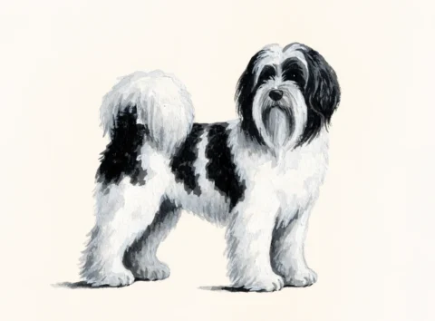 Illustrasjon av hunderasen tibetansk terrier