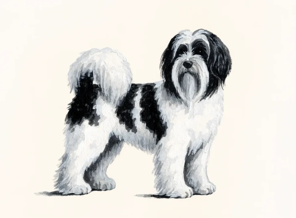Illustrasjon av hunderasen tibetansk terrier