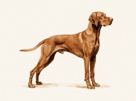 Illustrasjon av hunderasen vizsla