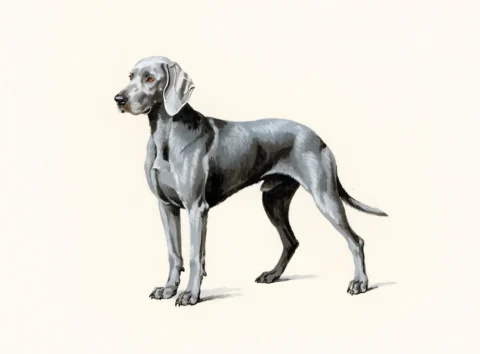 Illustrasjon av hunderasen weimaraner