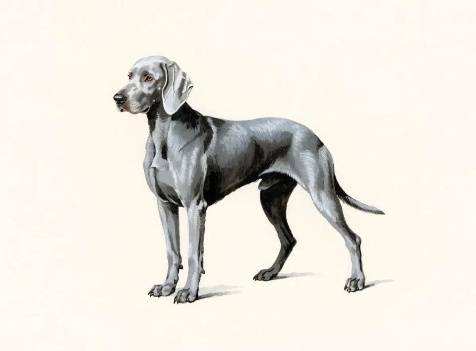 Illustrasjon av hunderasen weimaraner