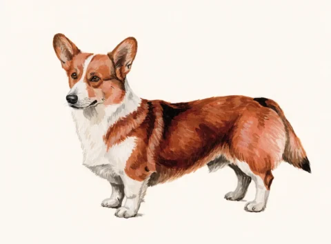 Illustrasjon av hunderasen welsh corgi pembroke