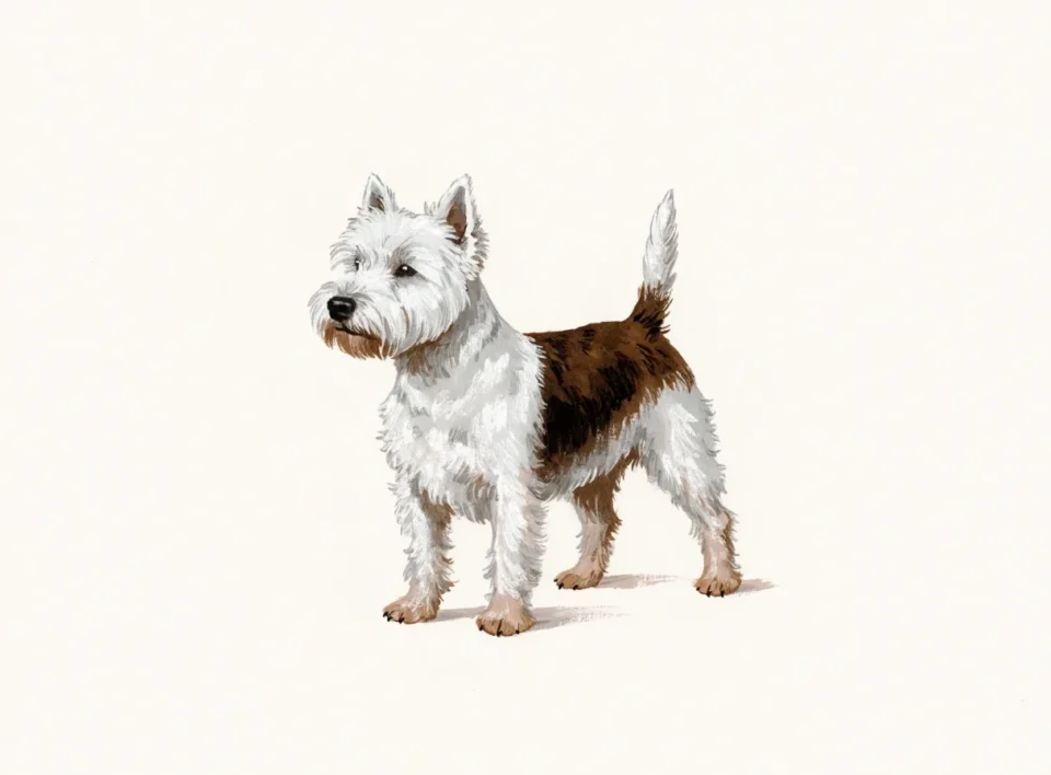 Illustrasjon av hunderasen west highland white terrier