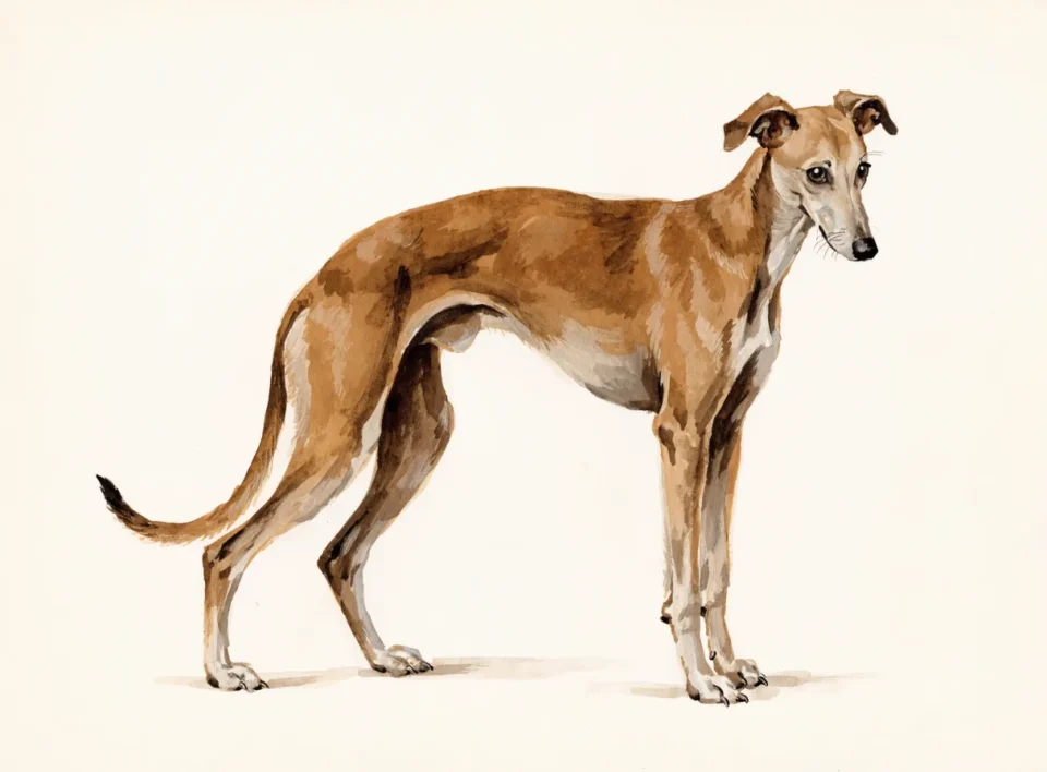 Illustrasjon av hunderasen whippet