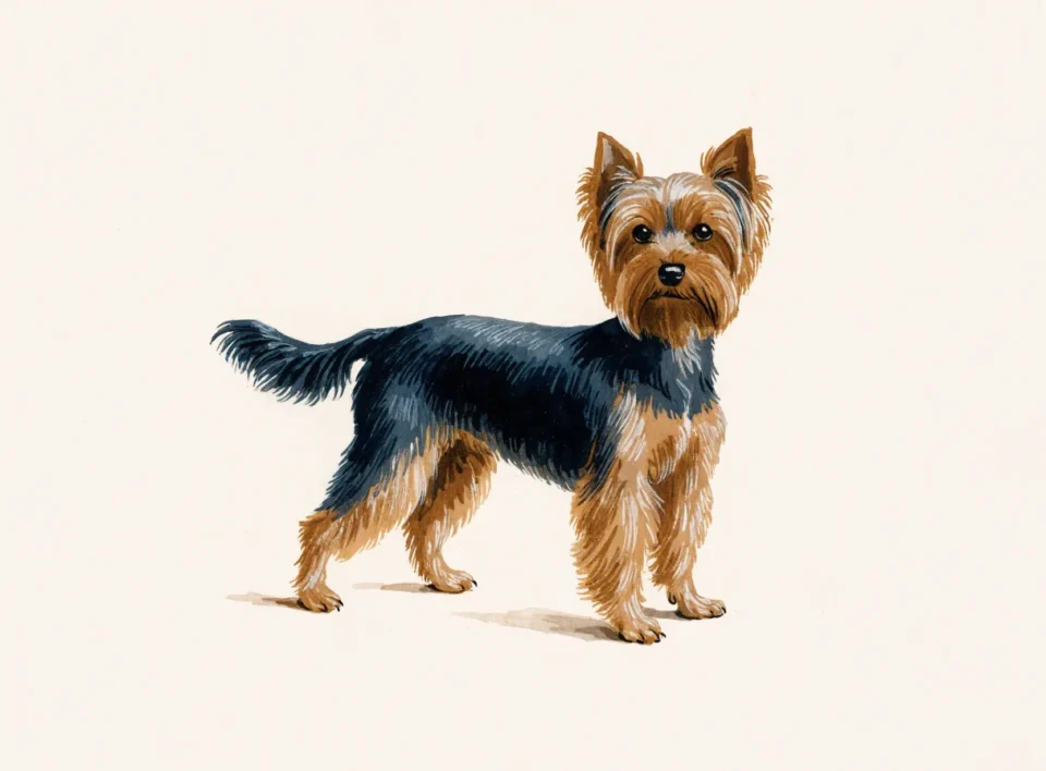 Illustrasjon av hunderasen yorkshire terrier